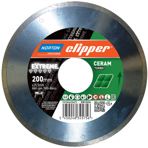 Norton Clipper 70184644432 Extreme Ceramic Diamant-Sägeblatt 250 x 25,4 mm