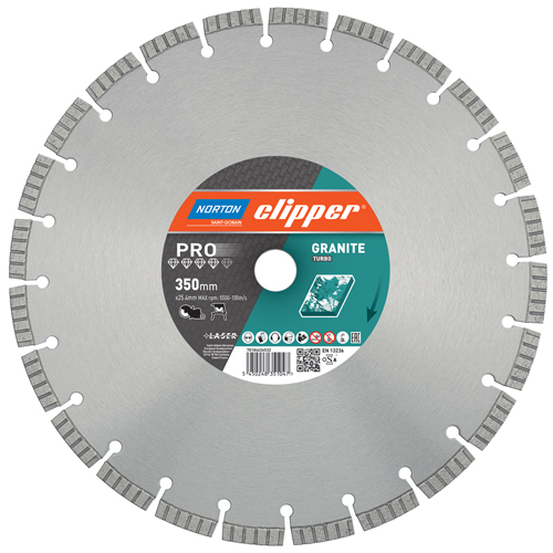 Norton Clipper 70184626532 Pro Granite Turbo Diamantsägeblatt 350 x 25,4 mm 