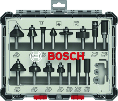 Bosch Blau Zubehör 2607017471 15-teiliges Fräser-Set, 6-mm-Schaft 15-piece Mixed Application Router Bit Set.
