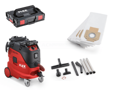 Flex-tools 471216 VCE 44 M AC Sicherheitssauger mit automatischer Filterabreinigung 42 l Klasse M + Reiningunsset in L-Boxx + 5 Filtersäcke