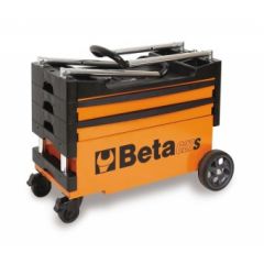 27000201 C27S Zusammenklappbarer mobiler Werkzeugwagen 2 Schubladen Orange