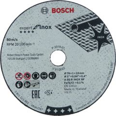 Bosch Blau Zubehör 2608601520 Trennscheibe Expert for Inox A 60 R INOX BF; 76 mm; 1 mm; 10 mm