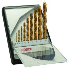 Bosch Grün Zubehör 2607010536 10tlg. Robust Line Metallbohrer-Set HSS-TiN, 135° (Titan-Beschichtung) 1; 2; 3; 4; 5; 6; 7; 8; 9; 10 mm, 135°