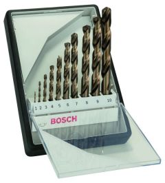 Bosch Grün Zubehör 2607019925 10tlg. Robust Line Metallbohrer-Set HSS-Co (Cobalt-Legierung) 1; 2; 3; 4; 5; 6; 7; 8; 9; 10 mm