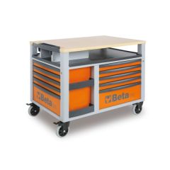 28000301 C28-O SuperTank Mobile Werkbank mit Arbeitsplatte und 10 Schubladen Orange