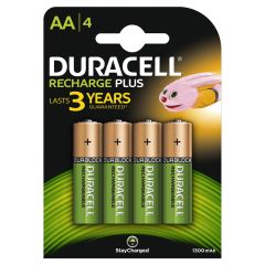 Duracell D039247 Wiederaufladbare Batterien Plus AA 4 Stück