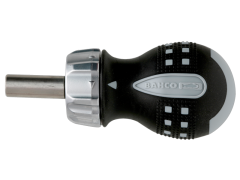 Bahco 808050S 1/4"-Bit-Knarren-Schraubendreher in kurzer Ausführung, 68 mm