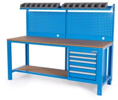 Huvema K3260 Arbeitstisch mit 5 Schubladen, MDF-Arbeitsplatte, Werkzeugtafel und Ablagen