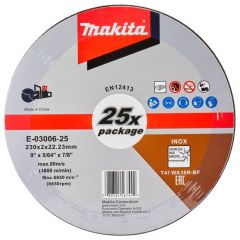 Makita Zubehör E-03006-25 Trennscheibe 230 x 22,23 x 2,0 mm Edelstahl 25 Stück