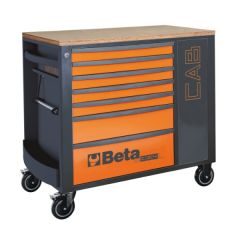 Beta 024004471 Mobile Werkbank mit 7 Schubladen und abschließbarem Schrank - Orange 82 kg