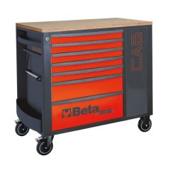 Beta 024004473 Mobile Werkbank mit 7 Schubladen und abschließbarem Schrank, 588x367 mm - rot 82 kg