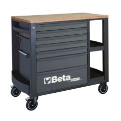 Beta 024004377 Mobile Werkbank mit 7 Schubladen und Fachböden - Schwarz 80 kg