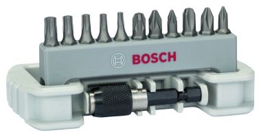 Bosch Blau Zubehör 2608522129 11tlg. Schrauberbit-Set inklusive Bithalter PH1; PH2; PH3; PZ1; PZ2; PZ3; T10; T15; T20; T25; T30; 25 mm