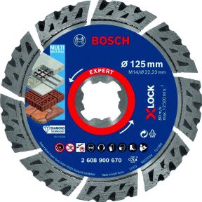 Bosch Blau Zubehör 2608900670 Expert MultiMaterial X-LOCK Diamanttrennscheiben, 125 x 22,23 x 2,4 x 12 mm