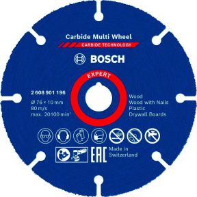 Bosch Blau Zubehör 2608901196 Expert Carbide Multi Wheel Trennscheibe, 76 mm, 10 mm