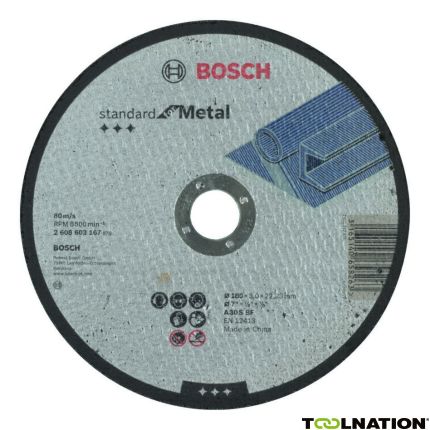 Bosch Blau Zubehör 2608603167 Trennscheibe gerade Standard for Metal A 30 S BF, 180 mm, 22,23 mm, 3,0 mm - 1
