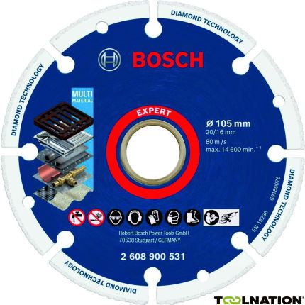 Bosch Blau Zubehör 2608900531 Diamant-Metallscheibe 105 x 20/16 mm - 1