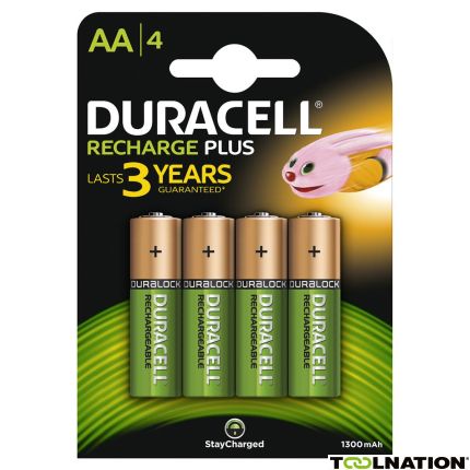 Duracell D039247 Wiederaufladbare Batterien Plus AA 4 Stück - 1
