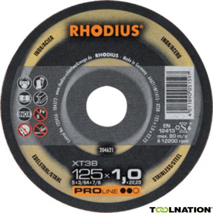 Rhodius 204621 XT38 Trennscheibe dünn Metall/Inox 125 x 1.0 x 22,23 mm - 1