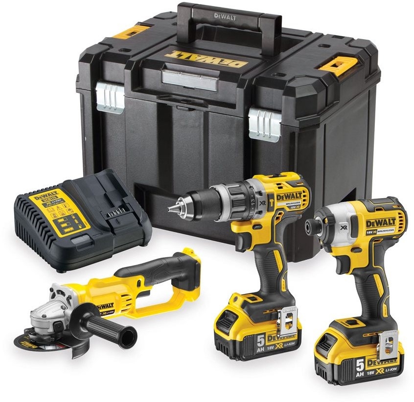 DeWALT DCK383P2T-QW Comboset 18V 5.0Ah Li-Ion - DCD796 Akkubohrmaschine + DCF887 Schlagbohrmaschine + DCG412 Winkelschleifer