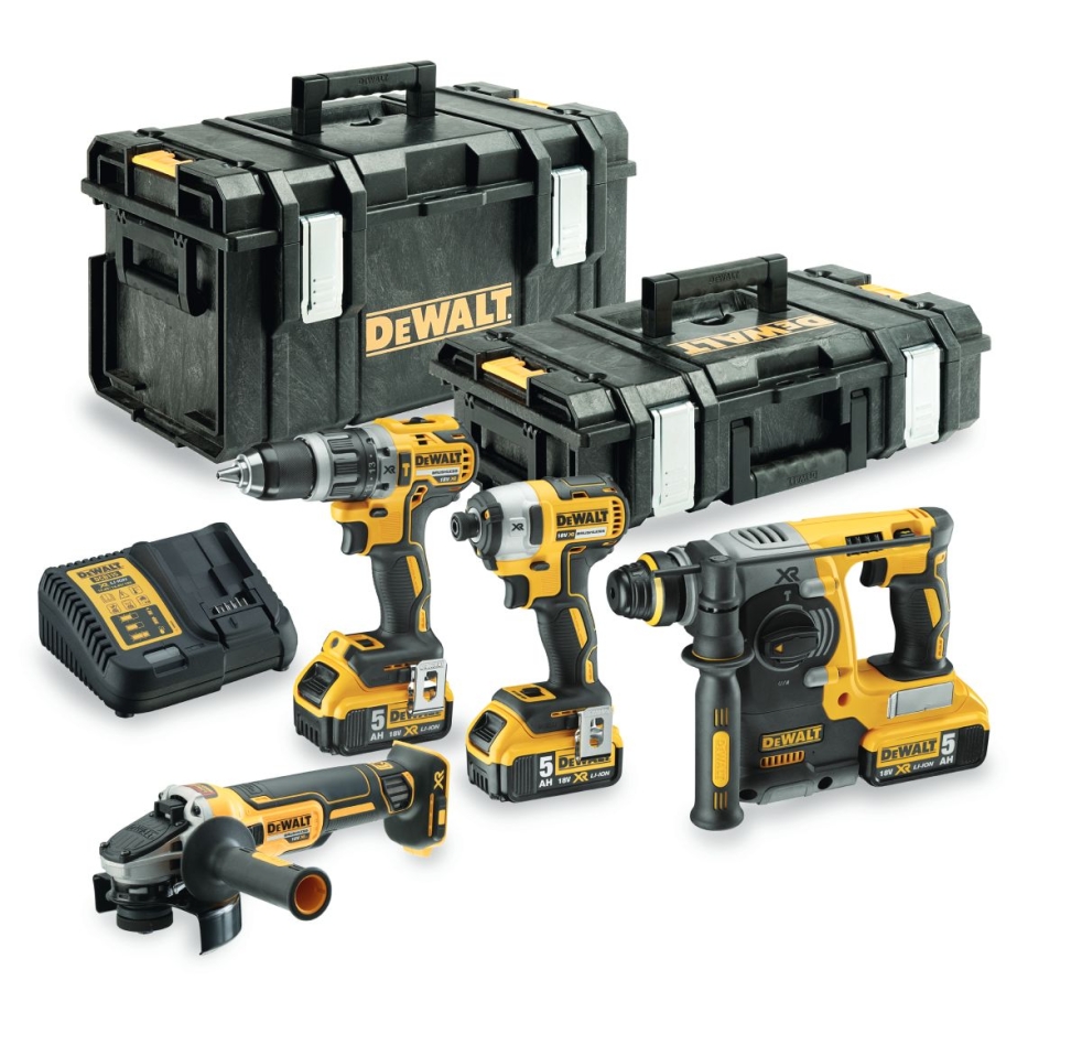 DeWALT DCK422P3-QW DCK422P3 Akku Spezial Set 18 Volt 5.0 Li-ion 4 Maschinen in Tough System Koffer