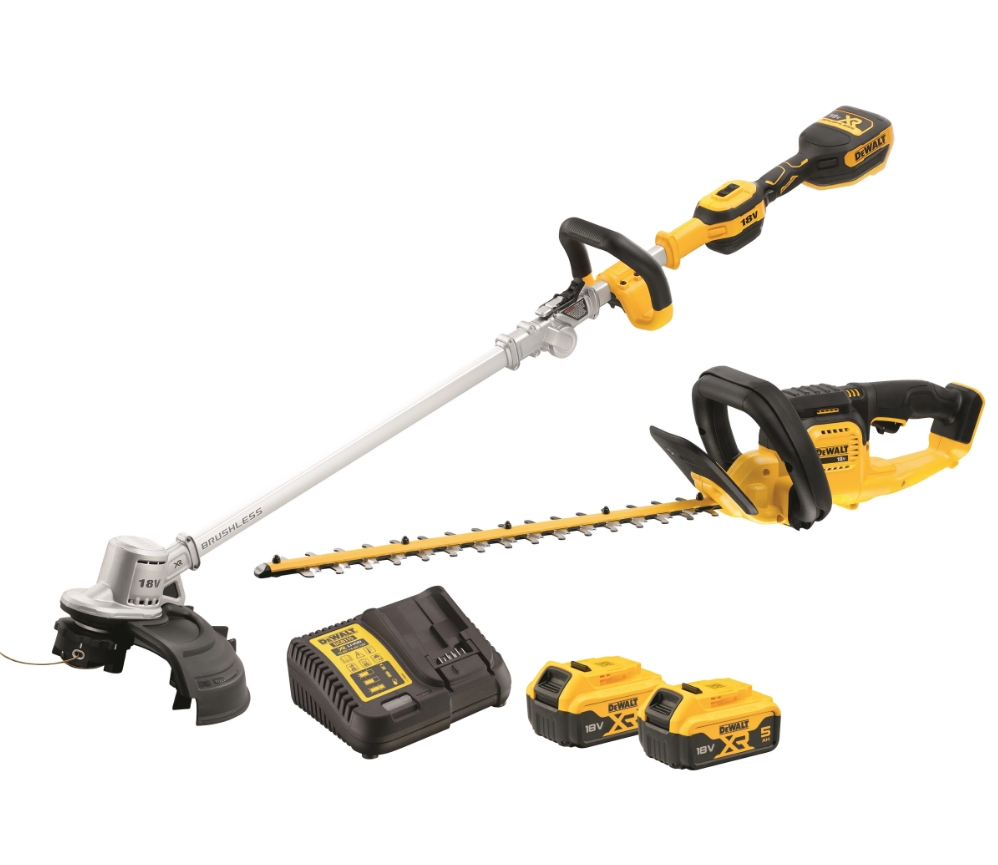 DeWalt DCMST561HT-QW Kombi-Set DCMHT563 Heckenschere + DCMST561 Rasentrimmer 18 Volt 5.0 AH Li-Ion