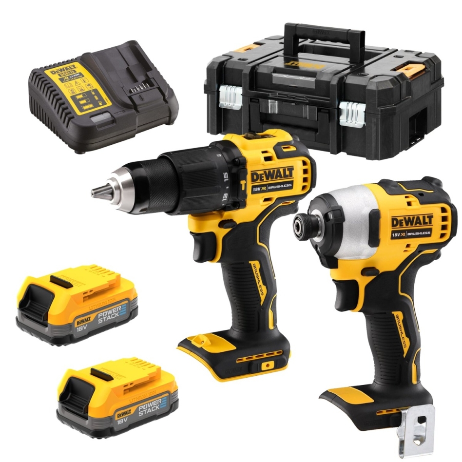 DeWALT DCK2062E2T-QW Combo Set 18V XR PowerStack Li-Ion - DCD709 Akku-Schlagbohrmaschine + DCF809 Schlagschrauber