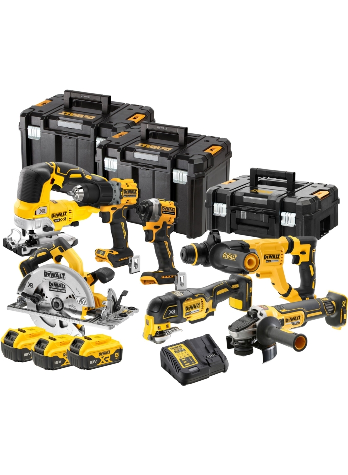 DeWALT DCK706P3T-QW 7-teiliges Combopack XR 18 Volt 5.0 Ah Li-Ion inkl. 3 Akkus