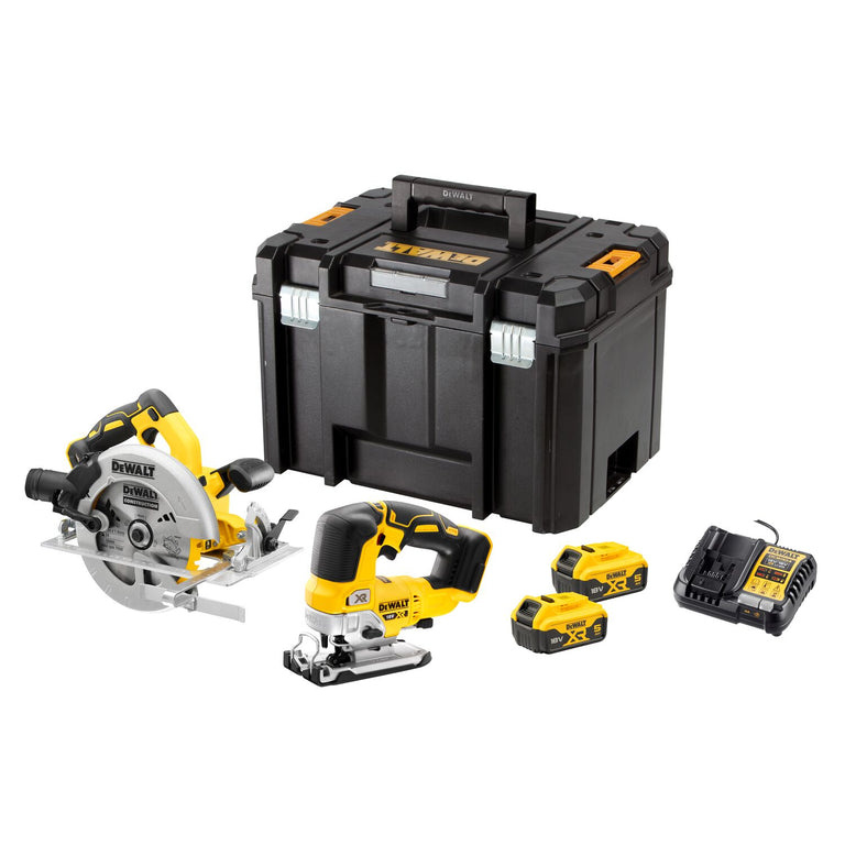 DeWALT DCK2012P2T-QW 18V XR Säge-Zwillingskit - DCS570+DCS334 - 2 x 5Ah in TSTAK