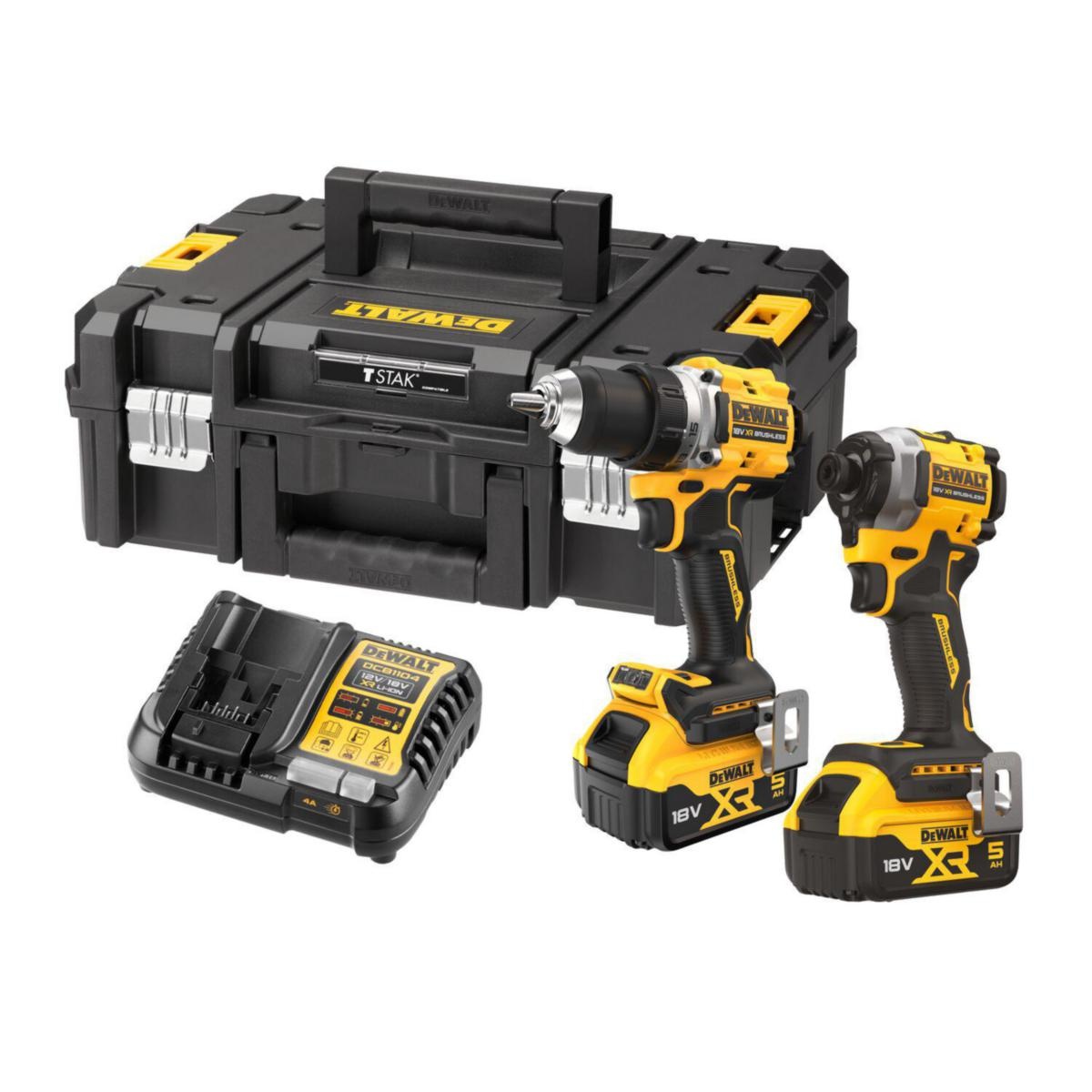 DeWALT DCK2051P2T-QW 18V XR Brushless Zwillingssatz DCD800 + DCF850 - 2x 5Ah in TSTAK