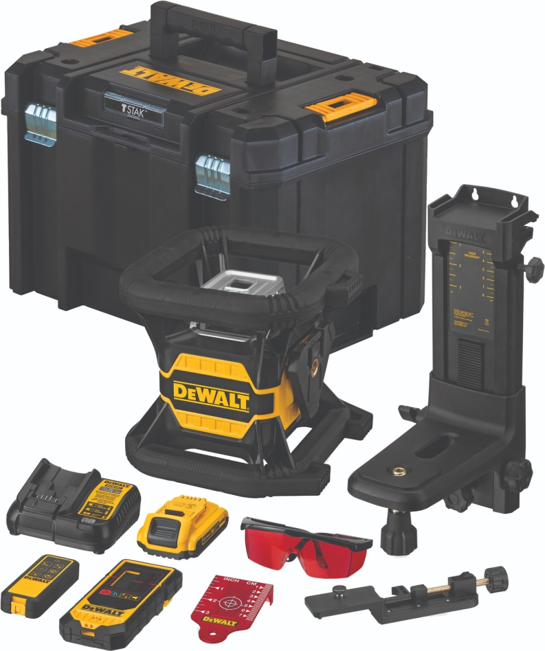 DeWALT DCE080D1RS-QW DCE080D1RS Rotationslaser Rot 18 Volt 2,0 Ah Li-Ion mit Bluetooth