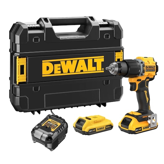 DeWalt DCD799D2T-QW 18V XR Brushless Compact Schraub-/Hammerbohrer 2x 2.0Ah Akku und Ladeger&auml;t im TSTAK-Koffer