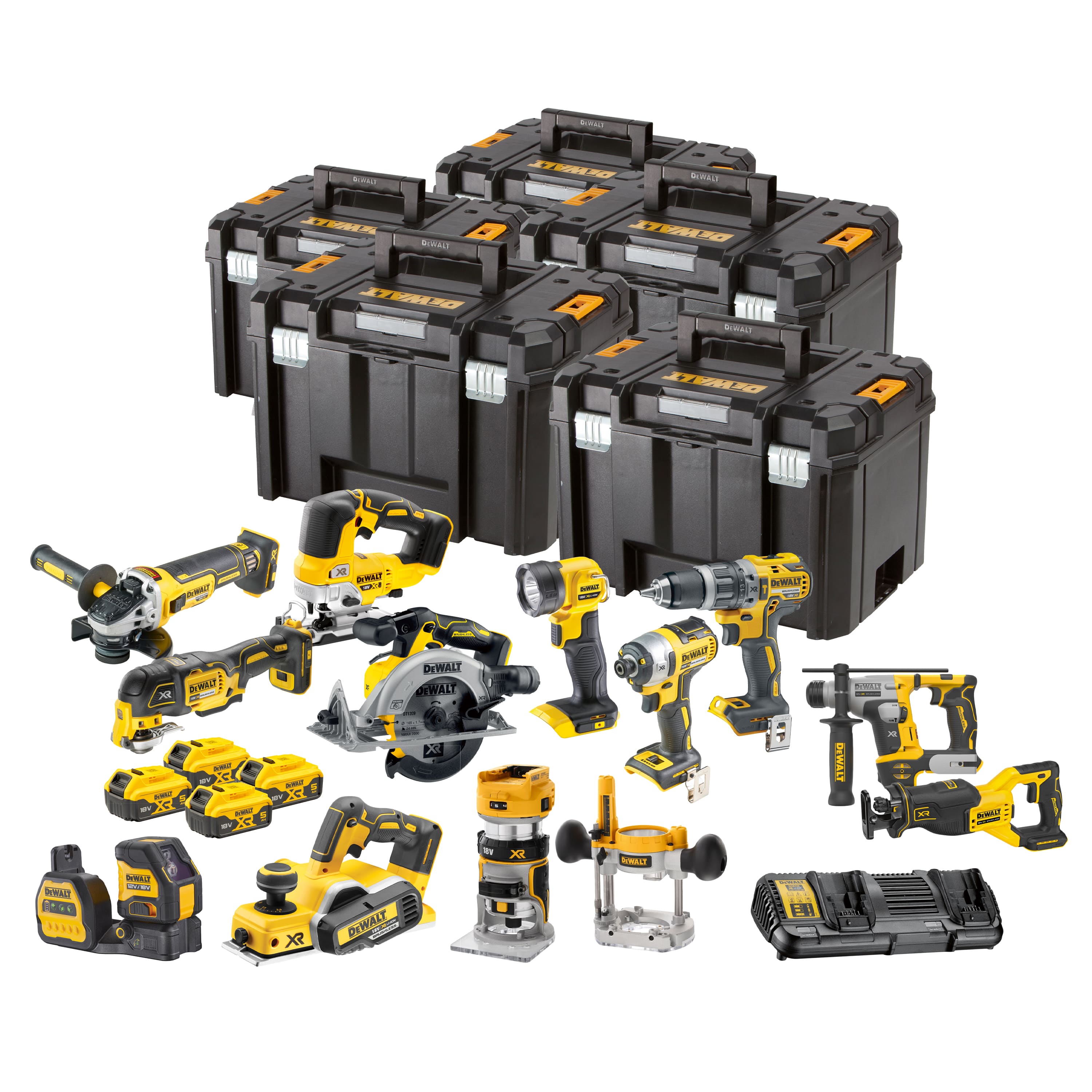 DeWalt DCK1014P4T 12-teiliges Combopack XR 18 Volt 5.0 Ah Li-Ion inkl. 4 Akkus + 5 Jahre Händler-Garantie!