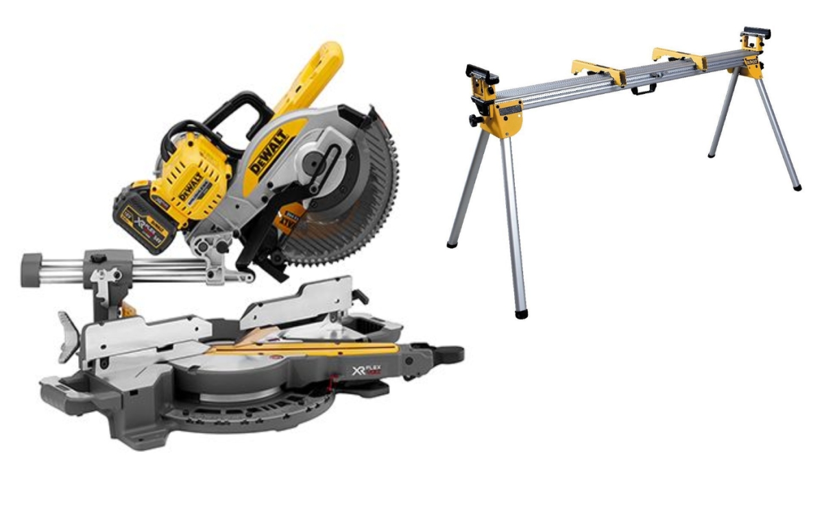 DeWALT DCS727T2SET-QW XR FlexVolt 54 Volt 6.0Ah Li-Ion Kapp- und Gehrungssäge 250 mm DE7023 Stand