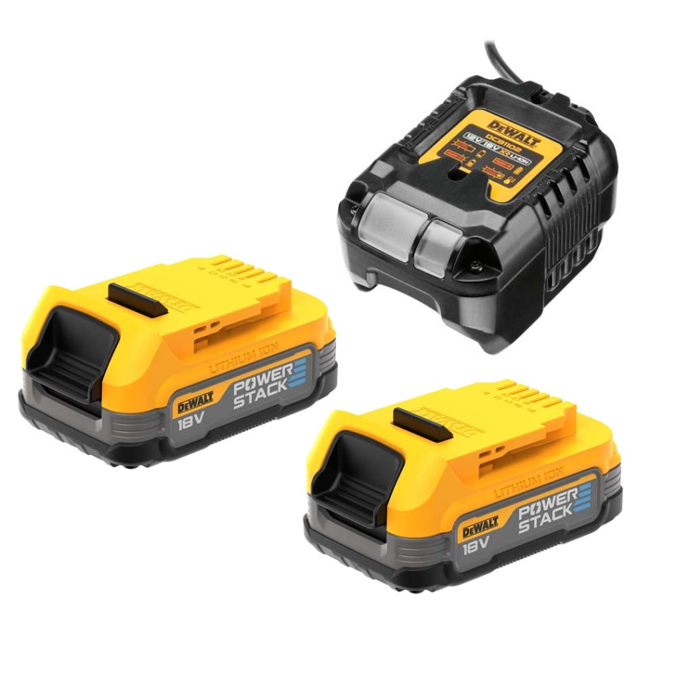 DeWalt Zubehör DCB1102E2-QW PowerStack Starter Kit - 2 x 18V XR POWERSTACK Akku + DCB1102 Ladegerät