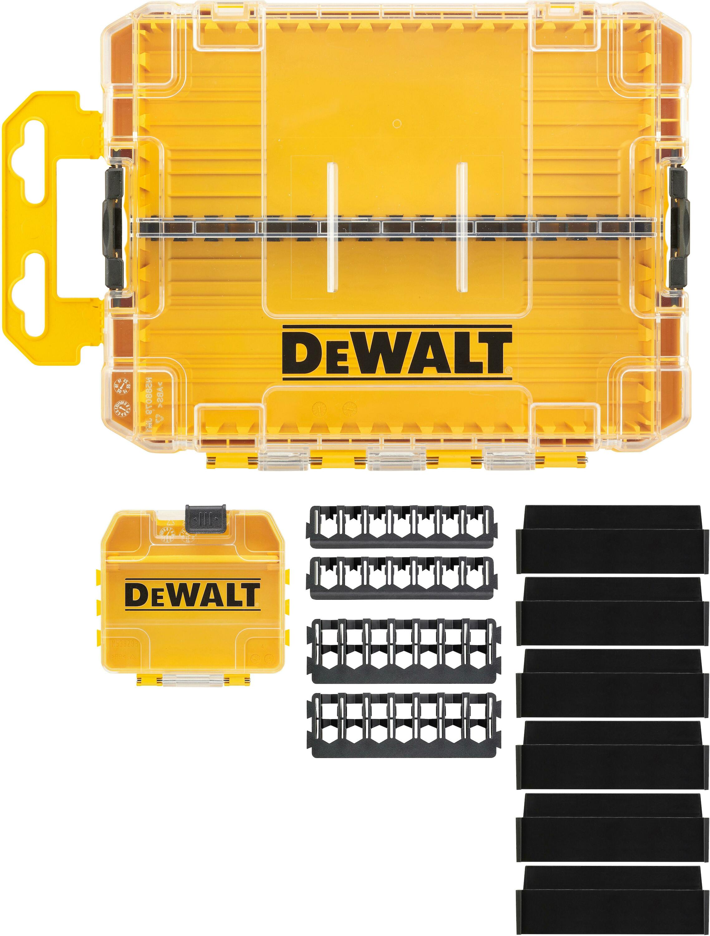 DeWALT Zubehör DT70802-QZ TOUGH CASE Größe medium leer x1 + TicTac leer x1 + Trennblätter x6 + 25mm 7 Stück Halter x2 + 57mm 7 Stück Halter x2