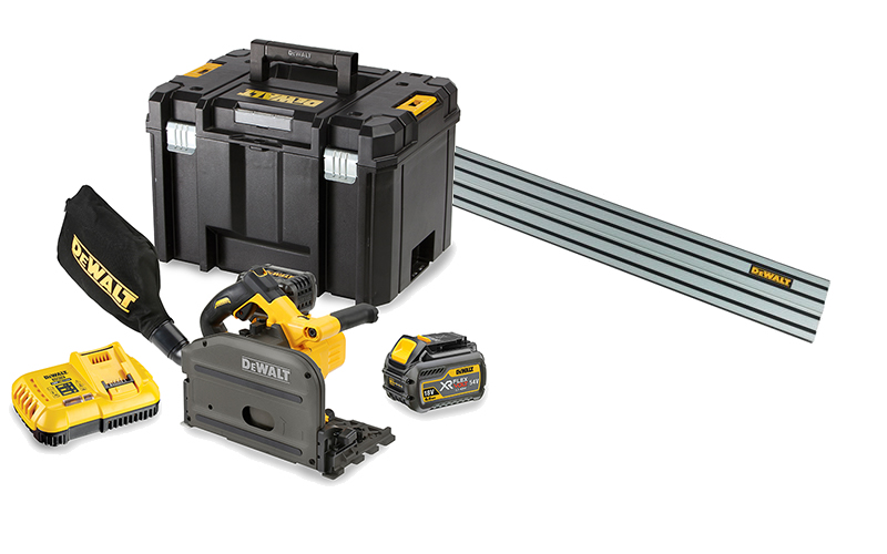 DeWalt DCS520T2R-QW-DWS5022-XJ DCS520T2R-QW Akku-Tauchkreissäge XR FlexVolt 54 Volt 6.0 AH Li-ion 165 mm + 1500 mm Führungsschiene