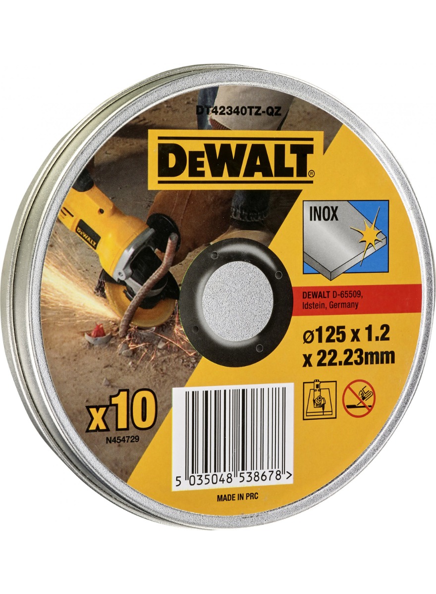 DeWalt Zubehör DT42340TZ-QZ Metall/inox Trennscheibe 125 x 22,23 x 1,2 mm 10 Stück im Kanister