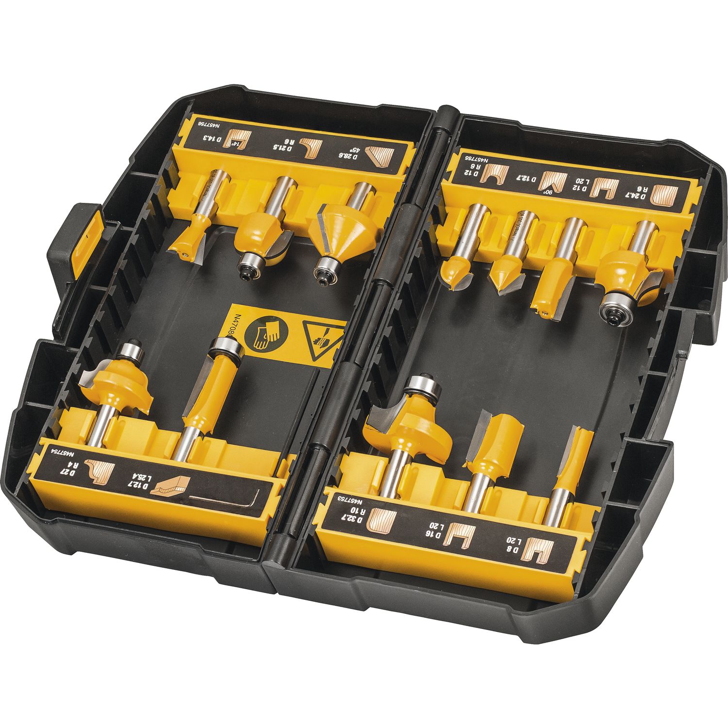 DeWalt Zubehör DT90016-QZ Fräser-Set 12-teilig mit 8 mm Schaft