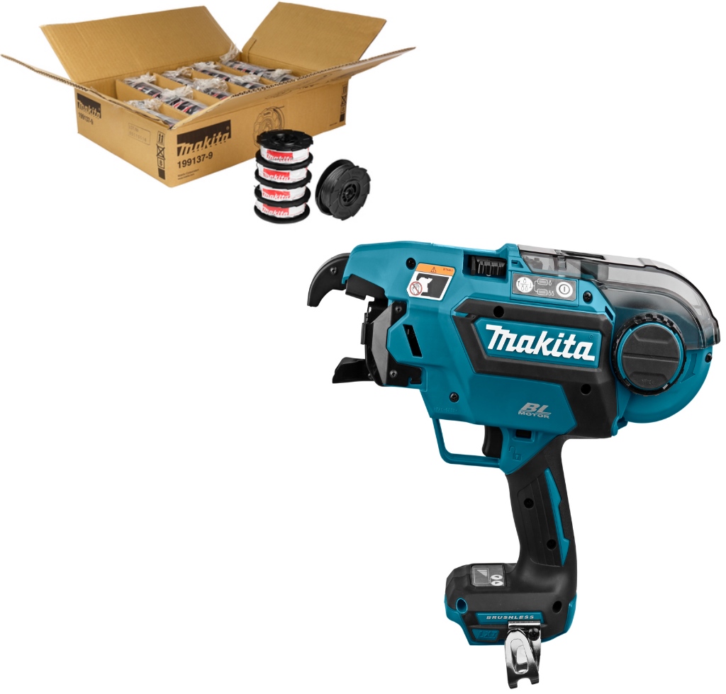 Makita DTR180ZJSET1 Makita SET TEIL 1 - 36 Kartons Flechtdraht 199137-9 + DTR180ZJ Akku-Flechtmaschine 14,4 - 18 Volt exkl. Akkus und Ladegerät + 5 Jahre Händler-Garantie!