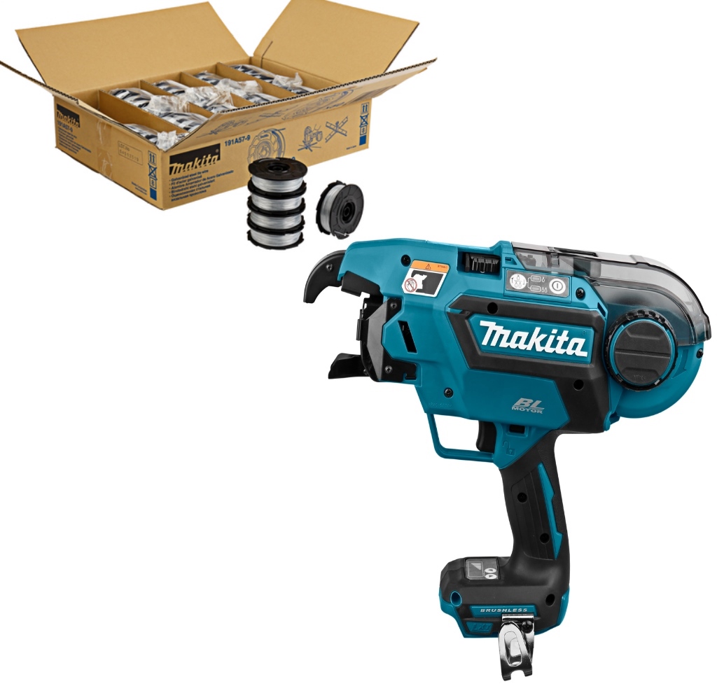 Makita DTR180ZJSET2 SET TEIL 2 - 36 Kartons verzinkter Weidendraht 191A57-9 + DTR180ZJ Akku-Flechtmaschine 14,4 - 18 Volt exkl. Batterien und Ladegerät + 5 Jahre Händler-Garantie!