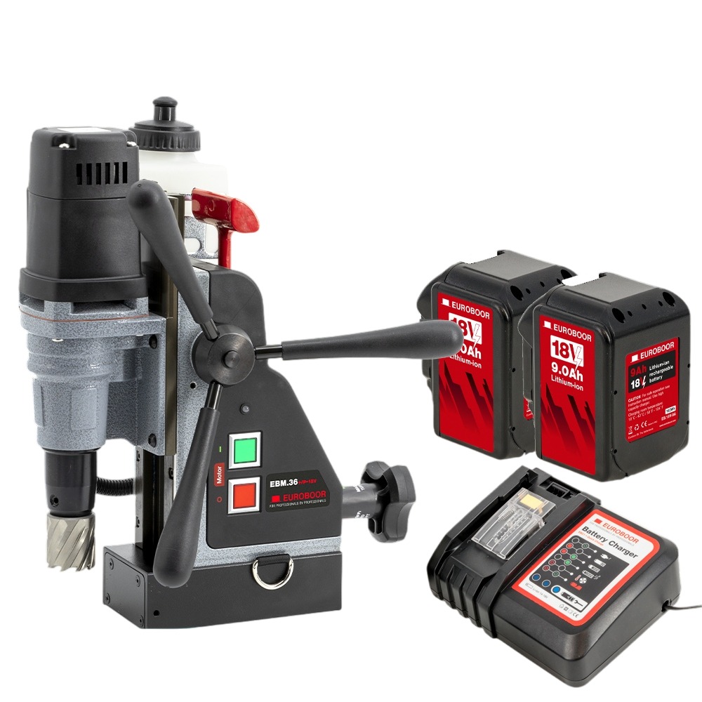 Euroboor 30511036002004 EBM.36+/P-18V Akku-Magnetkernbohrer 18V 36mm inkl. 9.0Ah und Ladegerät im Koffer