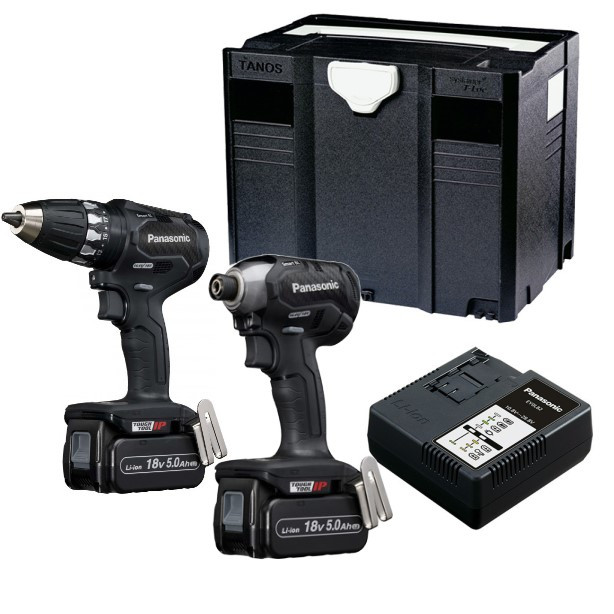 Panasonic EYC231LJ2G Combo Set Akkubohrmaschine EY74A3 und Schlagschrauber EY76A1 18 Volt 5.0 Ah Li-Ion im Systainer