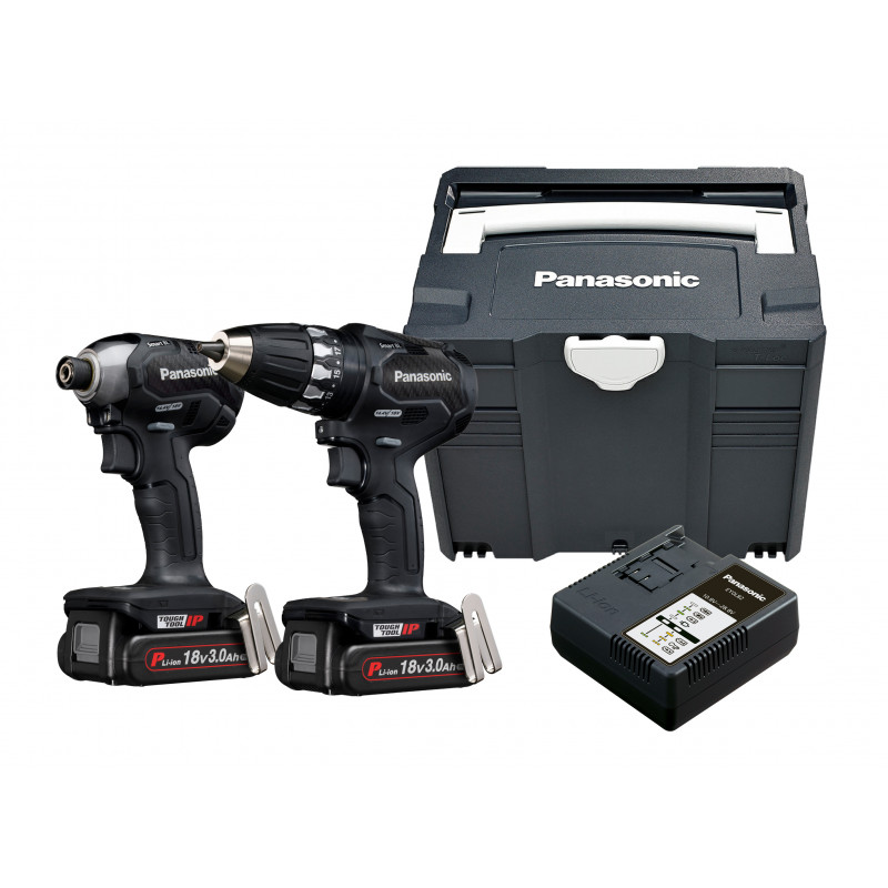 Panasonic EYC231PN2G Kombi-Set Akkubohrer EY74A3 und Schlagbohrer EY76A1 18 Volt 3,0 Ah Li-Ion im Systainer