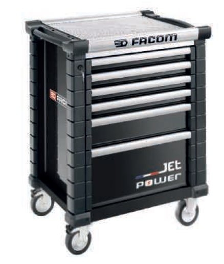 Facom JET.6NM5APOWER Jet Werkzeugwagen 6 Schubladen m5 mit Power-Schublade schwarz