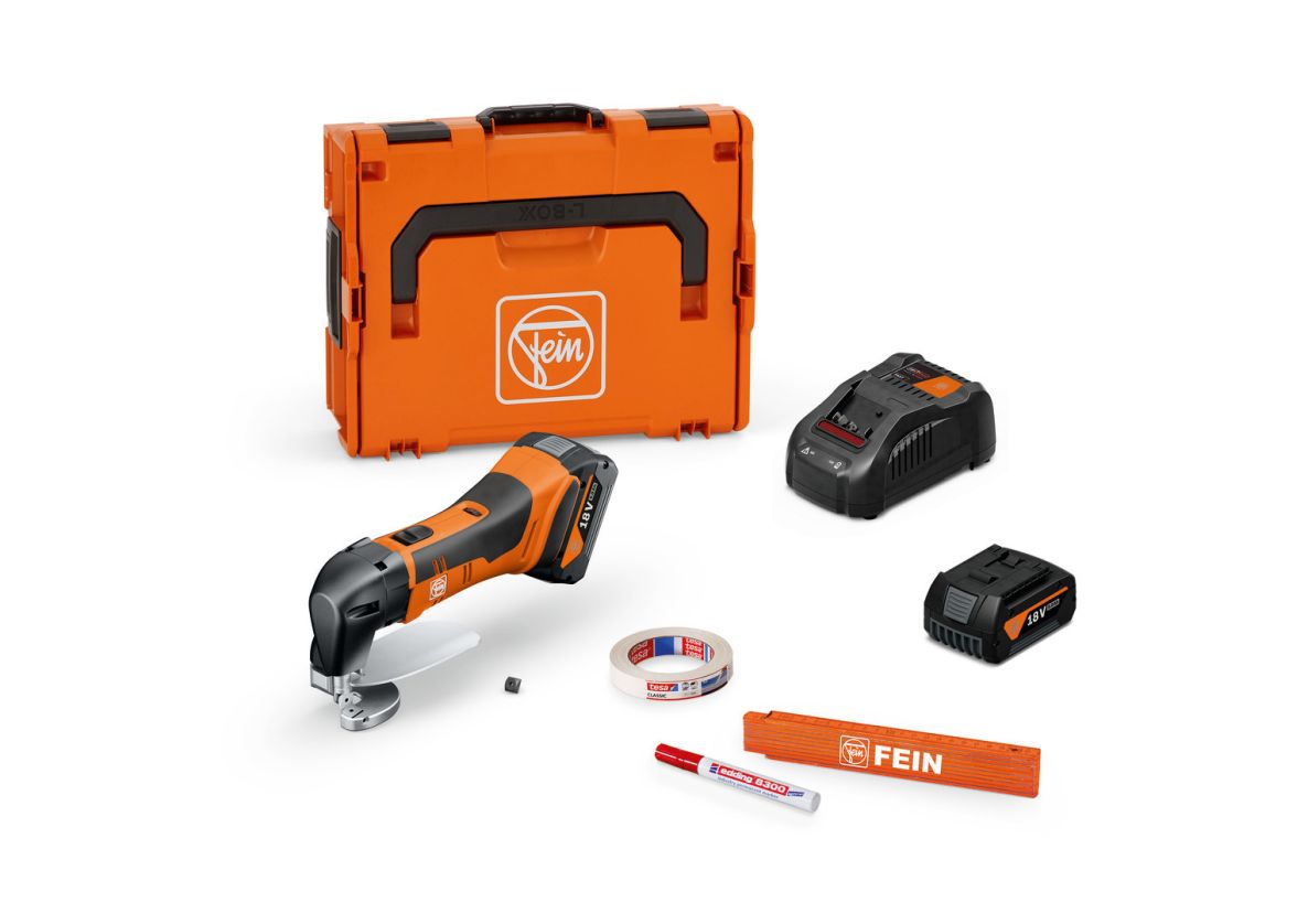 Fein 71300664000 ABLS 18 1.6 E AS Accu-Blechschere Grundausstattung bis 1,6 mm 2x 18V 5.0Ah Akkus und Ladegerät L-BOXX Koffer