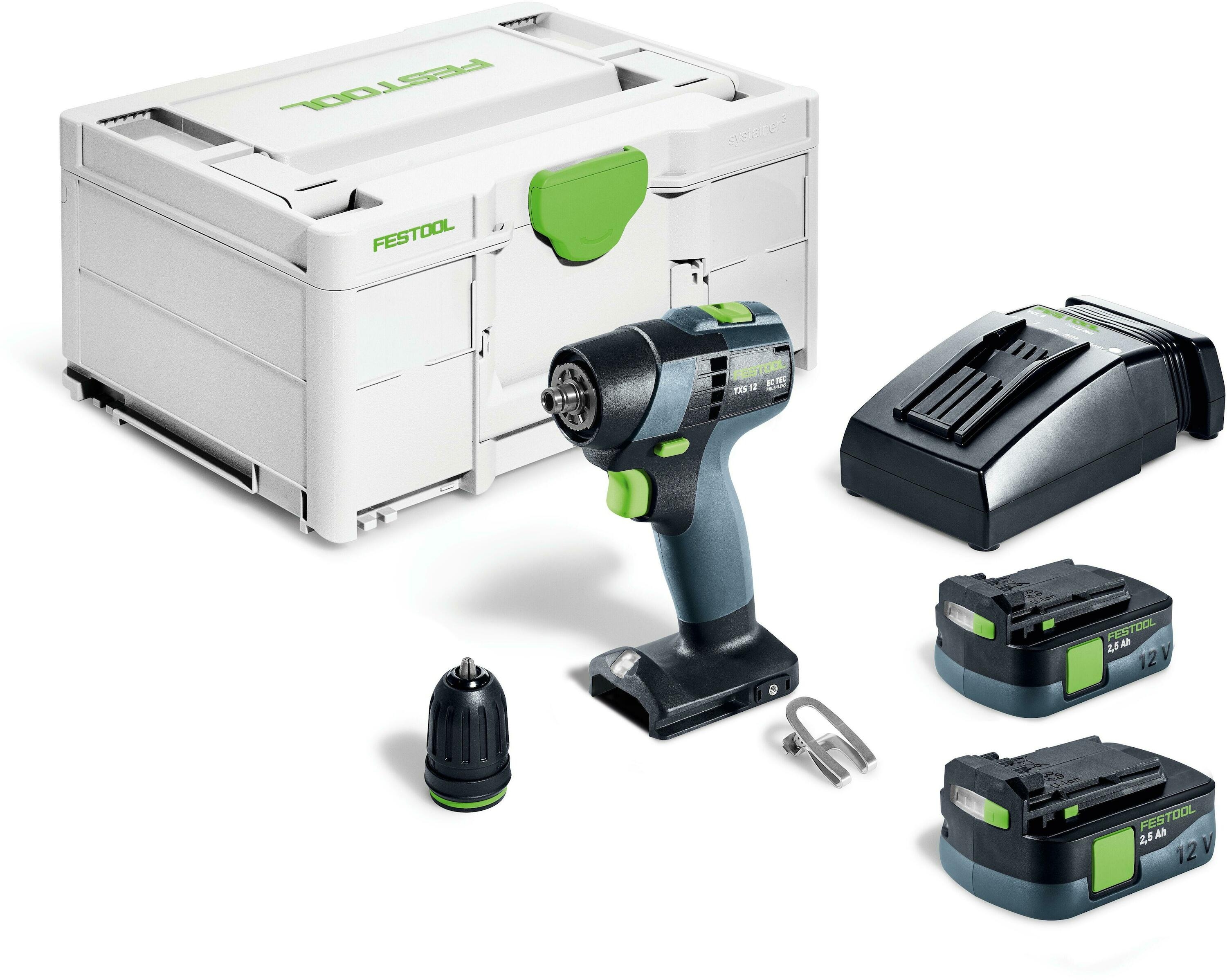 Festool 576873 TXS 12 2.5-Plus Akkubohrer 1x 12V 2.5Ah Akku und Ladegerät im Koffer