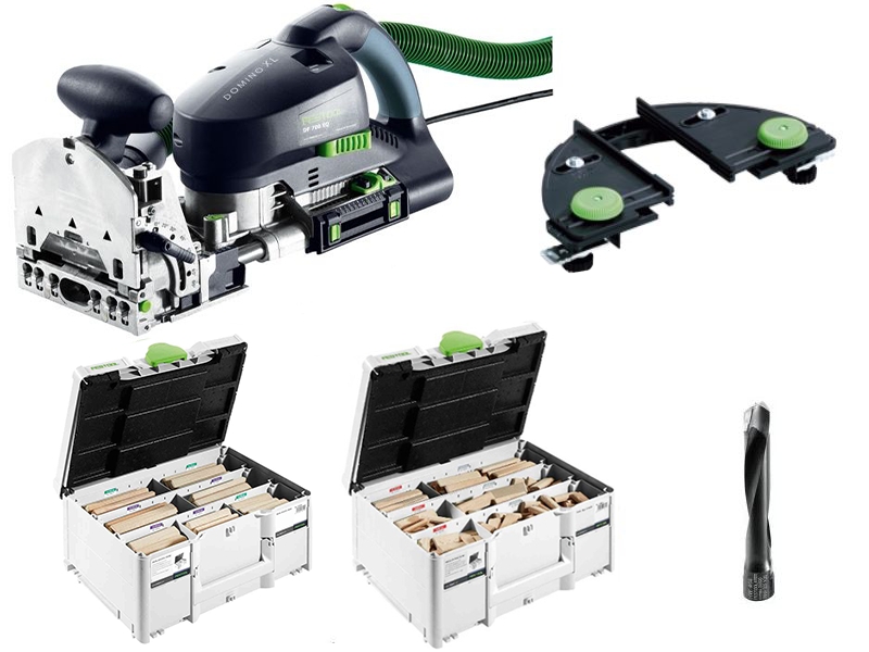 Festool CRAZYDEAL044 Dübelfräse DOMINO XL DF 700 EQ-Plus 574320 + Sortiment SYSTAINER 498204 + Sortiment SYSTAINER 498205 + LA-DF Leistenanschlag 493487