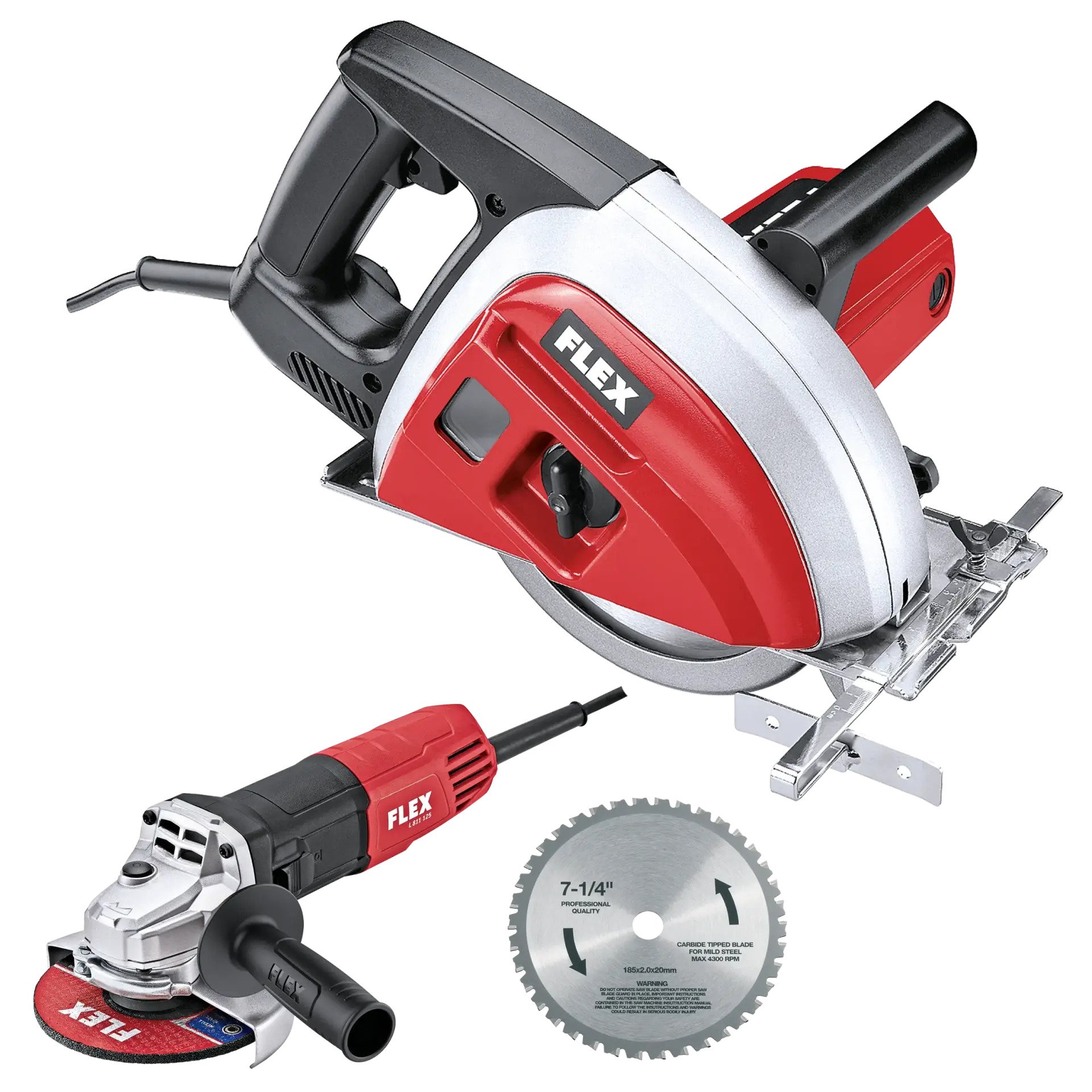 Flex-tools 506044 CSM4060 Metallhandsäge für Trockenarbeiten + L 811 125 Winkelschleifer 125 mm 800 Watt