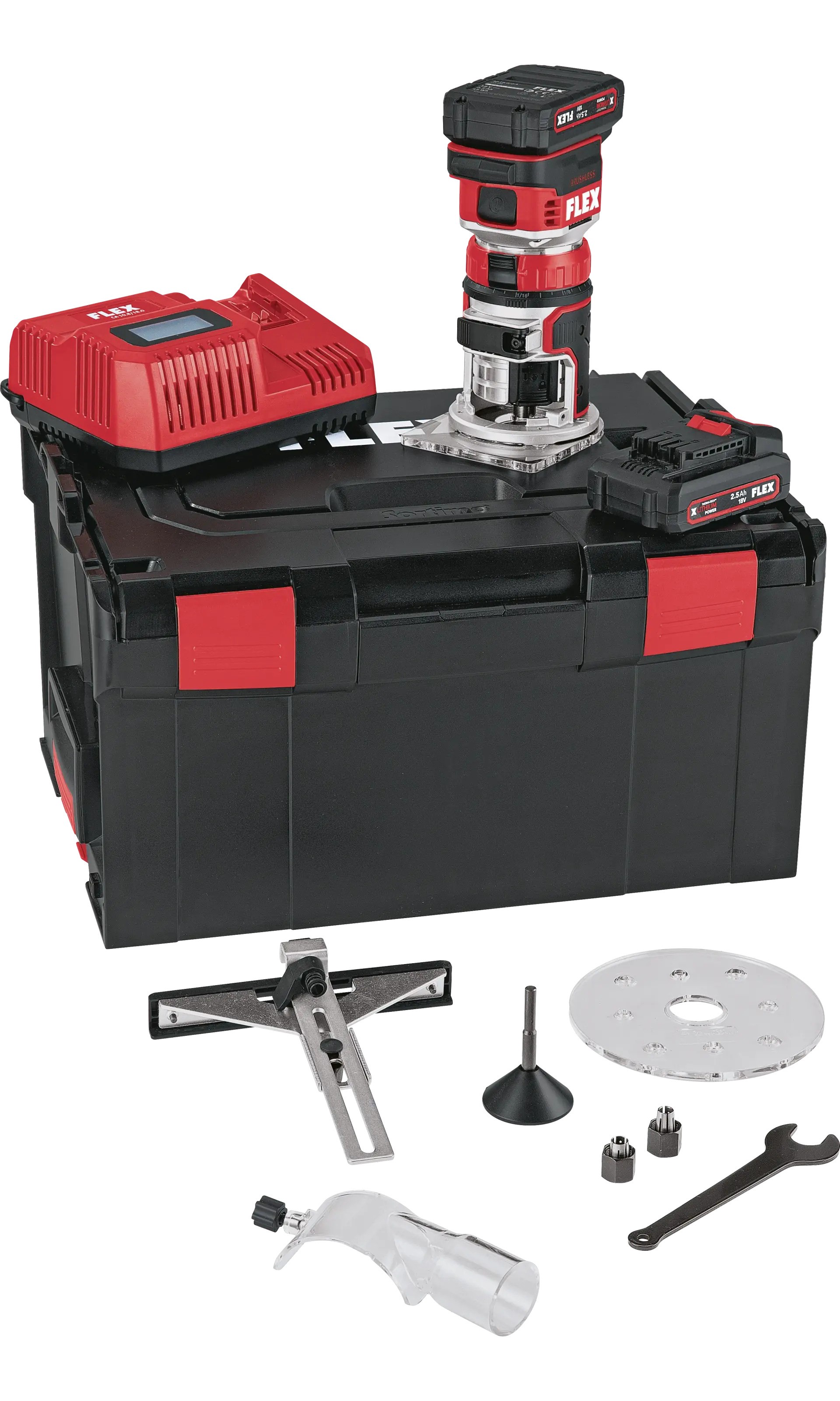 Flex-tools 531635 CER 18.0-EC/2.5 Set Accu Kantenfräse 18V 2.5Ah Li-Ion in L-Boxx